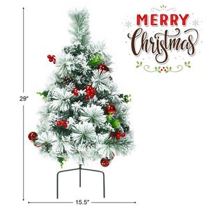 2 Pre-Lit Pathway Flocked Christmas Trees 15.5\" X 15.5\" X 29\" (L X W X H) - Product Image 3