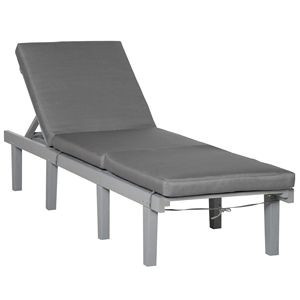 Sdraio da Giardino con 4 Posizioni Regolabili, Schienale in Rete Grigia, Cuscino, Reclinabile per Esterni, Spiaggia, Prato, Prendisole, in Teak - Product Image 1