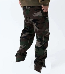 Pantalon de survêtement camouflage de luxe pour homme, taille élastique avec cordon de serrage, rayures latérales, style décontracté, en coton tricoté mi-lourd - Product Image 3