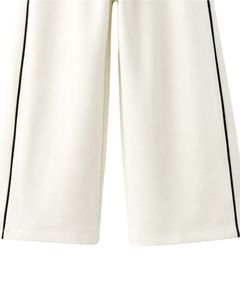 Customized <b>White</b> Women Wide Leg Sweatpants Side Piping Elastic Waist Drawstring Casual Loose Fit Straight Leg Trousers Lounge - Product Image 6