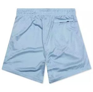 Pantalones Cortos Deportivos para Hombre, Color Azul Claro, con Estampado Satinado, Cintura con Cordón, Transpirables, de Color Sólido, Tejido de Poliéster - Product Image 2