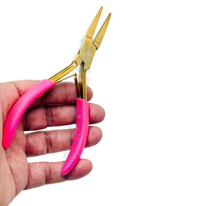 Professional Hair Extension Fitting Plier | <b>Long</b> <b>Nose</b> Precision Stainless Steel Gold Finish GEMSTONE ENTERPRISES Model P-153 - Product Image 3