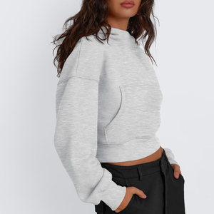 Sudadera con Capucha Corta de Manga Larga para Mujer, Estilo Casual, Sudadera con Capucha Corta de Manga Larga, Sudadera con Capucha Corta Informal para Invierno - Product Image 2