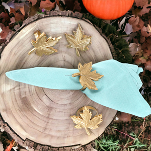 Hot Selling Golden Leaf-Shaped Napkin <b>Ring</b> Luxury Wood <b>Circle</b> Napkin Buckle for Parties Wholesale Bulk Quantity Table Decoration - Product Image 3