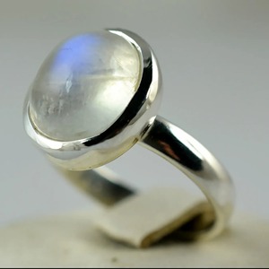Rainbow Moonstone <b>Ring</b> 925 Sterling <b>Silver</b> Handmade <b>Statement</b> Promise <b>Ring</b> for Women Boho Oval June Birthstone Jewelry - Product Image 4