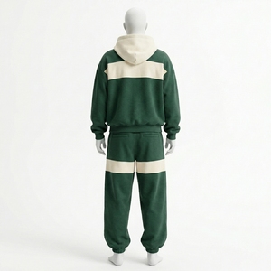 Ensemble de survêtement pour homme en coton tricoté respirant de haute qualité, avec fermeture éclair, 350g, sweat-shirt et pantalon de jogging - Product Image 2