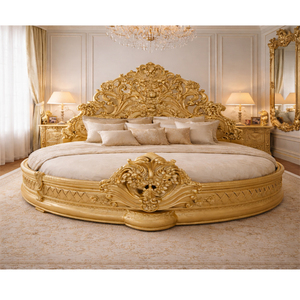 Majestic <b>Gold</b> Finish Wooden Bed with <b>Side</b> <b>Tables</b> Luxury Classic Queen Bed Frame High-Quality Comfortable Bedroom Furniture USA - Product Image 6