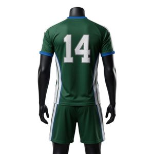 Men Green White Sublimated Netball Jersey Shorts Set Polyester <b>Athletic</b> Team Uniform Side Stripe Panel Sports Wear Training - Product Image 2