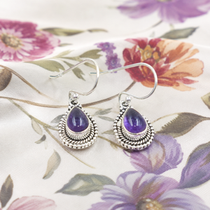 Natural Amethyst Teardrop <b>Dangle</b> <b>Earrings</b> 925 Sterling Silver Rose <b>Gold</b> & Yellow <b>Gold</b> Plated Vintage Handmade Jewelry for Women - Product Image 3