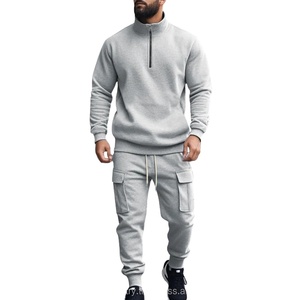 2025 automne et hiver hommes décontracté velours chaud fermeture éclair pantalons de sport ensemble Sportswear Activewear survêtements prix de gros - Product Image 6