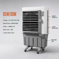 Ventilateur rafraîchisseur d'air évaporatif grande capacité avec réservoir d'eau de 20L, télécommande, 3 vitesses, pour usage commercial