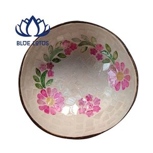 Bol en noix de coco mosaïque de perles vietnamien fait main, design classique, passe au lave-vaisselle, idéal pour la décoration intérieure, cadeau décoratif, vente en gros, MEILLEURES VENTES - Product Image 1