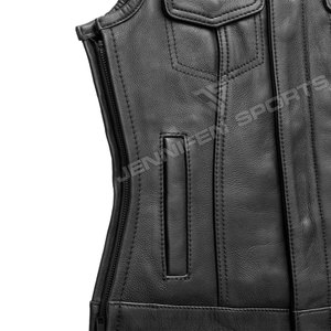 Nuevo Chaleco de Cuero Genuino Personalizado para Mujer, Chaleco de Cuero a la Moda para Motociclismo, con Forro Interior de Satén en Varios Colores - Product Image 4