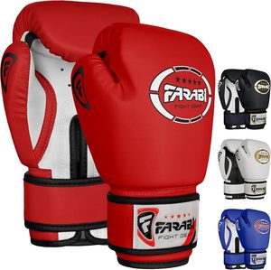 Gants de boxe Muay Thai pour enfants et juniors Farabi Sports avec logo personnalisé, pour l'entraînement au kickboxing et au sparring, en cuir PU - Product Image 1