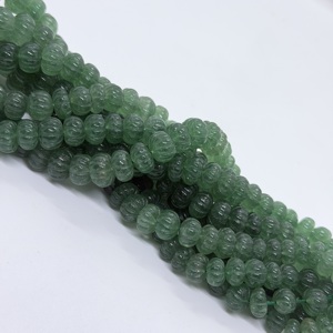 Perles de pierres précieuses en quartz vert naturel en forme de pastèque sculptées pour la fabrication de colliers et bijoux, 16 pouces - Product Image 3