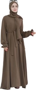 Women <b>Abaya</b> Hijab Robe Long Sleeve Maxi Length Solid Color Modest Dress Breathable Daily Wear Middle East Style - Product Image 2