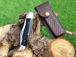 Navaja Plegable con Hoja de Acero Inoxidable, Mango Negro, 2 Hojas, Perilla de Pulgar, Multifuncional para Uso en Exteriores - Product Image 5