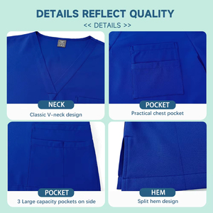 Custom Logo Women's <b>Scrub</b> <b>Top</b> Light Blue Tailored Fit V-Neck Medical Uniform with Princess Seams and Functional Side Pockets - Product Image 5