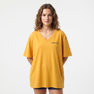 Camiseta Corta Oversize de Algodón Transpirable con Cuello en V para Mujer al por Mayor - Estilo Casual y Holgado para Dama - Product Image 3