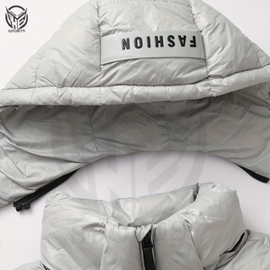 Veste d'hiver rembourrée à capuche 100% polyester, fermeture éclair, tissu brillant à effet bulles, séchage rapide, coupe-vent, respirante, haute qualité, pour homme - Product Image 6