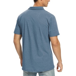 Camiseta de Punto de Manga Corta con Cuello Alto a Rayas para Hombre, 100% Algodón, Transpirable, Corte Regular, Diseño Informal, Patrón Multicolor - Product Image 2