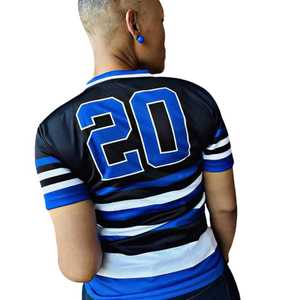 Zeta Phi Beta Black Striped Baseball Jersey Women Blue White Sublimation Polyester Short Sleeve Athletic Shirt Stylish Fit - Product Image 6
