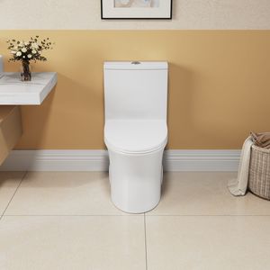 WC Monoblocco a Pavimento Comfort Height 1.1/1.6 GPF, Certificato WaterSense, Approvato CUPC, in Ceramica Bianca - Product Image 2