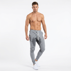 Pantalones Deportivos de Lona Transpirable para Hombre, Corte Ajustado, Color Gris, Cintura Media con Cordón, Estilo Casual, Tejido de Algodón, para Otoño - Product Image 4