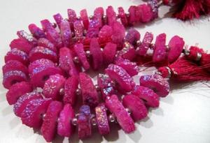 Cuentas de Cuarzo Solar Color Rubí de 13-17 mm, Cuentas Druzy de 8 Pulgadas de Largo - Product Image 2