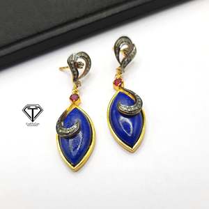 Pendientes de Moda con Lapislázuli en Plata de Ley 925, Joyería Hecha a Mano - Product Image 1