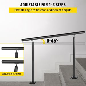 Dispositivi di Assistenza: Corrimano in Alluminio Nero da 3 Piedi per Anziani, Kit Ringhiera per Scale con Angolo Regolabile da 1-3 Gradini - Product Image 3