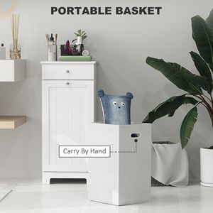 Mobiletto Portabiancheria Moderno Bianco con Cesto Ribaltabile Ecologico e Cassetto per Vestiti, Ideale per Bagno - Product Image 5