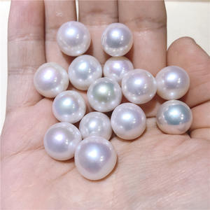 Perles d'eau douce blanches naturelles de 12 à 14 mm, finition miroir, forte brillance, légères imperfections, perles nues, perles en vrac, peuvent être utilisées - Product Image 3