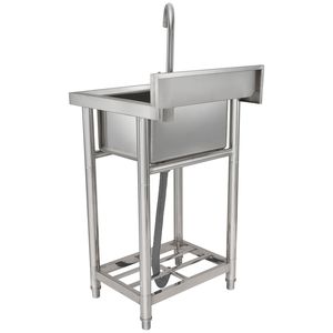 Lavello Commerciale Compatto Monoblocco in Acciaio Inox 16 X 13 X 8.7 con Rubinetto e Gambe, per Cucina - Product Image 3