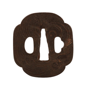 Tsuba antique poli de la période Edo japonaise, en fer, motif dragon, forme irrégulière, garde de sabre non marqué, objet d'art et de collection - Product Image 2