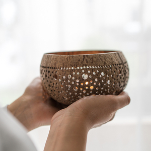 Coconut tea light candle <b>holder</b> dining party accessories high quality coco shell <b>tealight</b> <b>holders</b> - Product Image 4