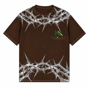 Custom Crown of Thorns Print T-<b>Shirt</b> Men <b>Gothic</b> Streetwear Graphic Tee Edgy Oversized Top - Product Image 6