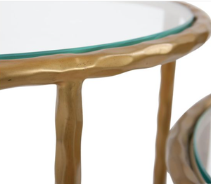 Table basse ronde dorée avec plateau en verre, table d'appoint en métal, table d'appoint moderne pour salon, hôtel - Product Image 5