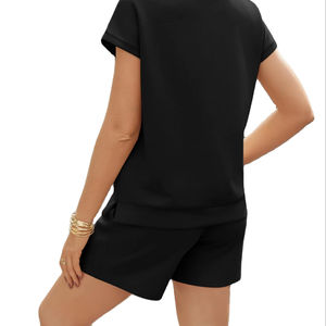 Conjunto de 2 piezas de ropa de estar por casa para mujer, estilo sólido, transpirable, para verano, ecológico, para el trabajo y el hogar. - Product Image 2