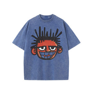 เสื้อยืดผู้ชายสไตล์เรโทรพิมพ์ลายฟอกสี คุณภาพสูงจากโรงงานโดยตรง ผลิตจากผ้าฝ้าย 100% แฟชั่นแนวสตรีท ขายส่ง - Product Image 4