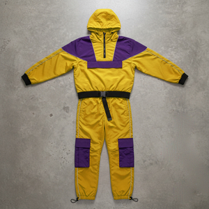Windbreaker Tracksuit 2 Piece <b>Trouser</b> and Hood Jacket 100% Nylon DTF Logo Reflective <b>Lines</b> Panels <b>Work</b> Windbreaker Tracksuit - Product Image 5