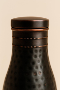 Hammered Black <b>Copper</b> <b>Water</b> <b>Bottle</b> Ayurvedic Wellness Drinkware Eco Friendly Handmade Traditional Reusable Hydration <b>Bottle</b> - Product Image 4
