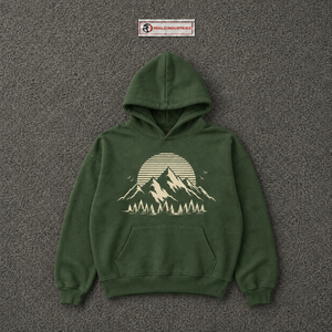 Sudadera con Capucha Oversize con Estampado Gráfico Green Mountain, Unisex, Estilo Urbano de Invierno, Informal, Venta al por Mayor de Moda - Product Image 5