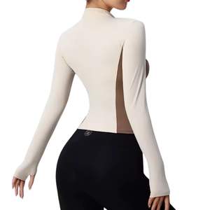Chaqueta de Yoga para Mujer OEM ODM Transpirable con Estiramiento en 4 Direcciones, Cierre Completo, Cuello Alto Simulado, Ajuste Delgado, Manga Larga, Ropa Deportiva para Gimnasio - Product Image 2