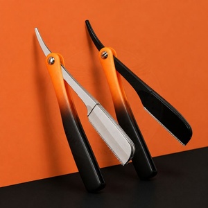 Wholesale Orange Men's Stainless Steel Folding Handle Straight Razor <b>Barber's</b> <b>Blade</b> for Shaving and Beard Cutting - Product Image 6