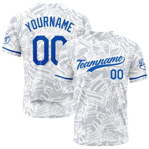 Custom Baseball Jersey White Blue Sublimated Print Team Name Number Personalized Short Sleeve Unisex Adult Moisture Wicking - Product Image 1