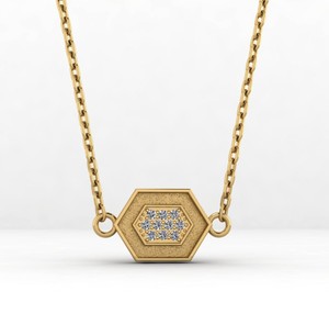 Colgante de Plata 925 de Alta Calidad con Diseño de Panal Hexagonal, Engaste Central de Circonita Cúbica, Relleno de Resina para Cenizas, Joyería de 10x14mm - Product Image 5