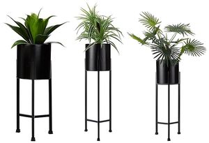 Jardinières en métal avec support pour plantes, base ronde noire, support de pot de fleurs pour intérieur et extérieur, support de jardinière en métal haut pour salon - Product Image 5