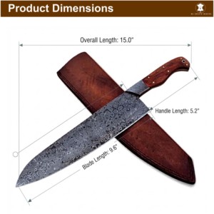Cuchillo de Cocina de Acero de Damasco Hecho a Mano, Diseño Elegante Multiusos, Alta Calidad, Precio Bajo al por Mayor, 15 Pulgadas, Fabricación OEM - Product Image 5