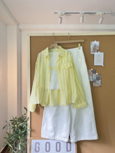 SUBICI 4831209 Conjunto de 2 Piezas para Mujer, Camisa a Rayas de Manga Larga con Bolsillo y Camiseta Interior, Blusa Casual de Moda, Venta al Por Mayor OEM - Product Image 2